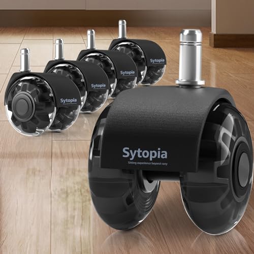 Sytopia Bürostuhl Rollen 11mm x 22 mm, 5er Set Rollen für Bürostühle, Hartbodenrollen Ideal für Parkett, Laminat, Teppich, Leise und Weiche Stuhlrollen (Schwarz, Nicht für 1KEA 10mm) von Sytopia