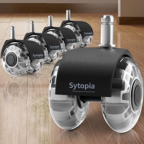 Sytopia Bürostuhl Rollen 11 mm Stift, 5er Set Rollen für Bürostühle 11mm x 22 mm, Super Leise und Weiche für Hartböden, Parkett, Teppich, Laminat, Keine Bodenschutzmatte Nötig (Passt nicht für 1KEA) von Sytopia