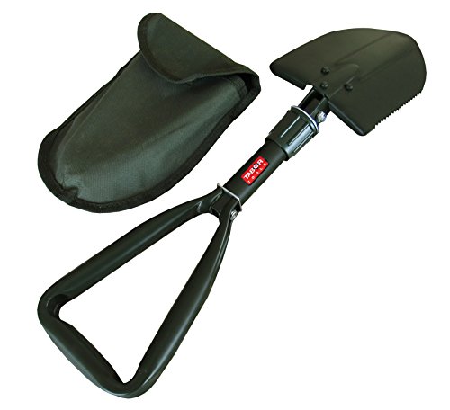 TABOR TOOLS Klappspaten, Spaten für Survival, Camping, Gartenarbeit, Schneeräumung und SUV, Notfälle, Einstiegskelle mit einer robusten Stahlklinge, inklusive Tragetasche mit Schlaufe von TABOR TOOLS