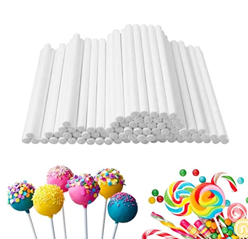 TAIHE 100 Stück Cake Pop Stiele, Cakepop Stiel Cake Pop Sticks, Lollipop Sticks, 10 cm Cake Pop Stiele Weiß für Herstellung Von Kuchenlutschern, Desserts und Pralinen von TAIHE