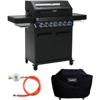 TAINO PLATINUM YAMARA DARK 4+2 Gasgrill Stahl 4 Brenner Sear-Burner Backburner mit Abdeckhaube von TAINO