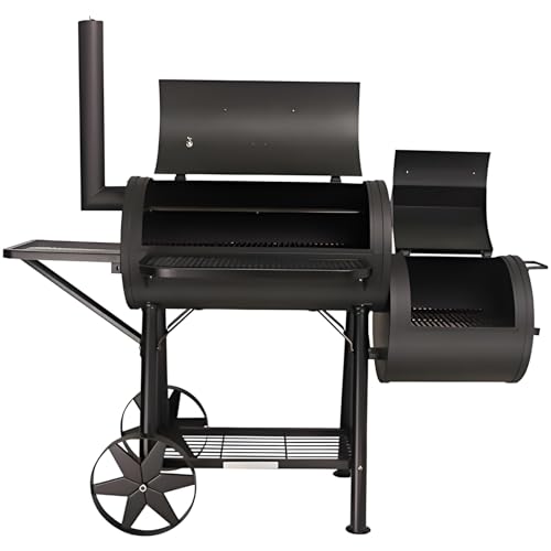 TAINO Yuma XXL 90kg Profi-Smoker massiver Räucherofen Holzkohle schwarz 3,5mm Stahl von TAINO