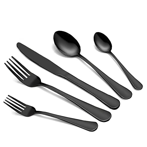 TAN.TOMI Besteck Set,30-teilig Bestecks für 6 Personen,besteck set 6 personen,Besteckset inkl. Messer, Gabel,Löffel,Besteck Edelstahl Besteck Schwarz. von TAN.TOMI