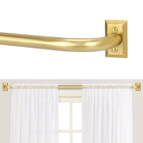 Goldene Gardinenstangen, goldene Gardinenstangen für Fenster 71.1 bis 121.9 cm, verstellbare Verdunkelungsvorhangstange, 2.5 cm Durchmesser, Fenstervorhangstange,121.9 cm, B Gold gebürstet von TANGWIN