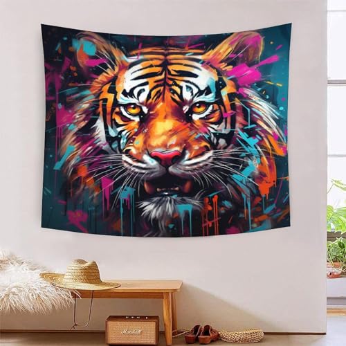 TANLINGFL Tiger Wandteppich 3D-gedruckt Wandbehang Wandteppiche Für Wohnzimmer Wohnheim Dekor Wanddekorationskunst 180cmx230cm von TANLINGFL