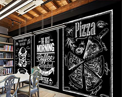 3D Großes Wandbild Benutzerdefinierte Tapete Foto Pizza Restaurant Hintergrund Dekoration-Hd Tafel Kreide Handgemalte Westliche Restaurant Pizza Kuchen Wandbild Hintergrundwand 430Cm(W)×300Cm(H) von TANYANG
