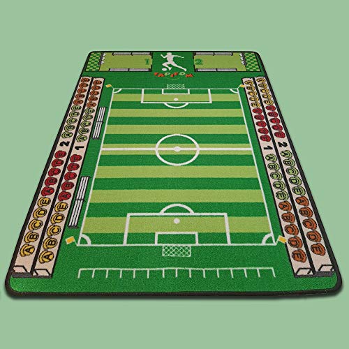 TAPITOM | Kinderfußballteppich - 95 x 133 cm | Fußballteppich | Fußballspielmatten | Fußmatten für Kinderzimmer Football Universe | rutschfest, Saum | CE-Normen von TAPITOM