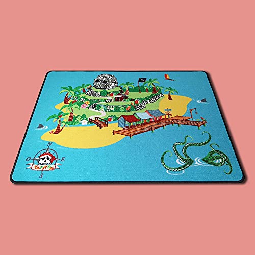 TAPITOM | Piraten Kinderteppich - 95 x 133 cm | Piraten-Spielmatte | Pirate Universe Kinderzimmer-Bodenmatte | rutschfest, Saum | CE-Normen von TAPITOM