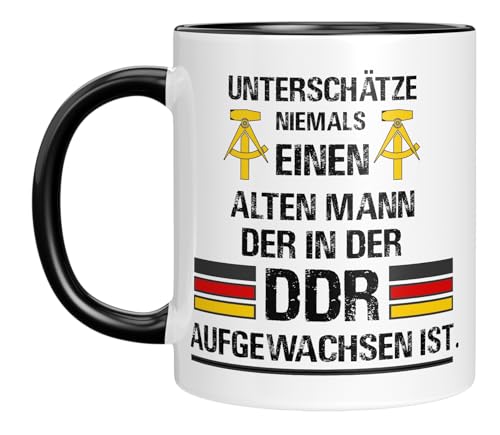 TassenTicker - DDR Tasse - Männer Geschenk - Geschenkidee - Ostdeutschland - Kaffeetasse mit Spruch - Ostalgie - Motiv - Geburtstagsgeschenk - Schwarz von TassenTicker