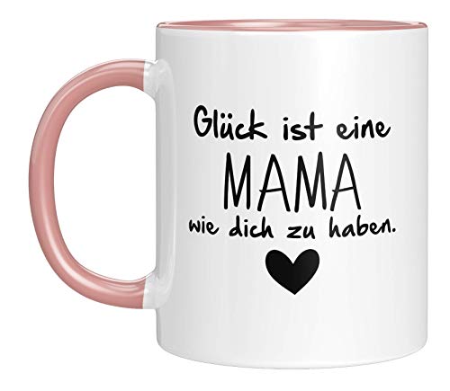 TassenTicker - Tasse mit Spruch - Glück ist eine Mama wie dich zu haben. - Kaffee Tasse - Geschenk für Mama - Muttertagsgeschenk/Weihnachten/Geburtstag (Rosa) von TassenTicker