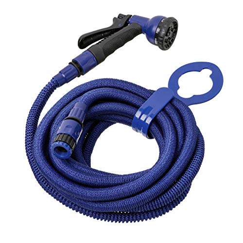 TATAY Gartenschlauch Flexibel 15 m Superflex, leicht, Bewässerungspistole mit 8 Positionen, Universalanschluss, 3/4"-1/2" Innengewinde und Aufhänger. Blau von TATAY