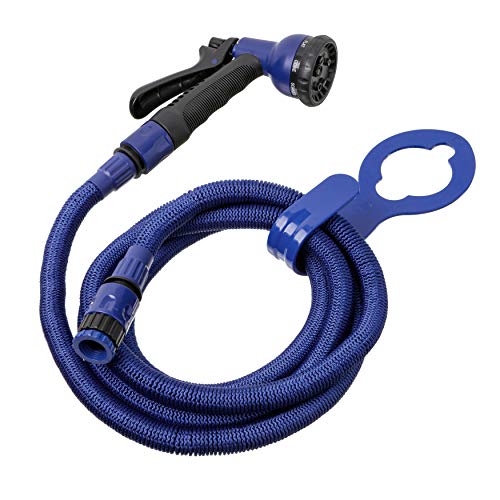 TATAY Gartenschlauch Flexibel 7,5 m Superflex, leicht, Bewässerungspistole mit 8 Positionen, Universalanschluss, 3/4"-1/2" Innengewinde und Aufhänger. Blau von TATAY