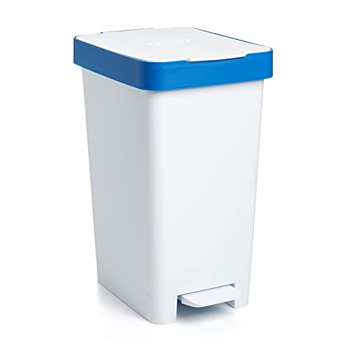 TATAY Mülleimer Küche Smart, 25L Fassungsvermögen, Einziehbares Pedal, Polypropylen, BPA-frei, 30L Müllsack. Blau. Maße 26 x 36 x 47cm von TATAY