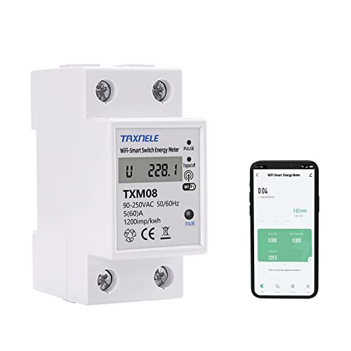 Einphasiger digitaler Energiez?hler WiFi Wireless AC 90-250V 110V 230V 60A Amperemeter Voltmeter Multimeter Funktioniert mit Google Home,Alexa Fernbedienung mit der Smart Life Tuya App von TAXNELE