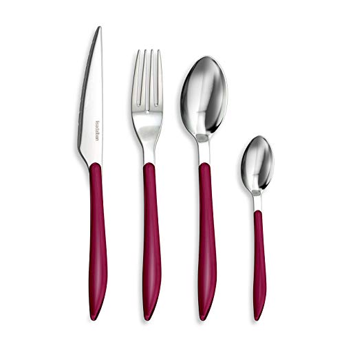 TB Kollektion® - 16-teilige Tropfen-Himbeer-Besteck - Edelstahlbesteck für 4 Personen - ABS-Griffe - spülmaschinenfest - Geschenkset - Fuchsia Pink von TB