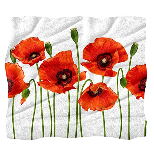 TBOUOBT Bettwäsche-Fleece-Decke, dekorativ für Schlafzimmer-Sofa-Boden,Klatschmohn rote Blume von TBOUOBT