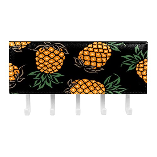 TBOUOBT Schlüsselhaken Wandhaken, Schlüsselleiste für Leine, Briefhalter für Eingangsbereich, 5 Haken,Tropische Frucht Cartoon Ananas von TBOUOBT