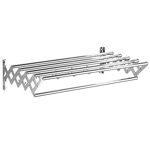 TCXSSL Wandtrockner Wandmontage Ausziehbar Wandwäschetrockner Wand Ausziehbar Mit 6 Stangen Wäschetrockner Platzsparender Trockenständer Für Waschraum Edelstahl (Size : 50cm) von TCXSSL