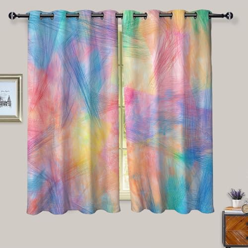 Blickdichte Vorhänge mit Ösen Gardinen 2er Set, H137 x B117 cm Gardinen mit Ösen Farbige Linien Graffiti Vorhang Blickdicht, Weich und Langlebig Schallschutz Vorhang für Schlafzimmer Wohnzimmer Blickdichte Vorhänge mit Ösen Gardinen 2er Set, H137 x B117 cm Gardinen mit Ösen Farbige Linien Graffiti Vorhang Blickdicht, Weich und Langlebig Schallschutz Vorhang für Schlafzimmer Wohnzimmer von TDNEKMCA