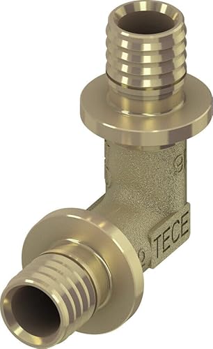 Tece 16/20/25/32 DVGW Messing Wandscheibe Winkel Kupplung T-Stuck (Winkelkupplung 90° Standard Messing, 20x20 (Nr.767020)) von TECE