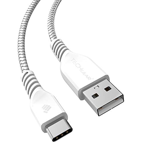 TECHGEAR 1M USB C Kabel USB Typ C Nylon Geflochtene Ladekabel und Synchronisation Kabel für iPad Air 4. 5. Generation, iPad Pro 12,9 2018-2024 iPad Pro 11, iPad 10, Mini 6, und mehr - 1 Meter Weiß von TECHGEAR