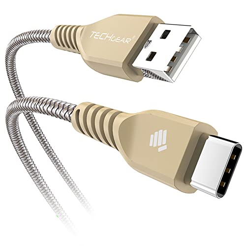 TECHGEAR 30 cm USB C Kabel USB Typ C Nylon Geflochtene Ladekabel und Synchronisation Kabel für iPad Air 4. 5. Generation, iPad Pro 12,9 2018-2024 iPad Pro 11, iPad 10, Mini 6, und mehr - Gold von TECHGEAR