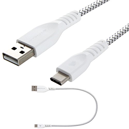 TECHGEAR 30 cm USB Typ C Nylon geflochtene Schnur Ladekabel und Synchronisation Kabel Kompatibel mit Oppo Find X5 X3 Lite/Pro/Neo, X6a, X7a, A16s A53 A54, K12 A3 Pro, F25, Reno11 Pro Neo, Weiß von TECHGEAR