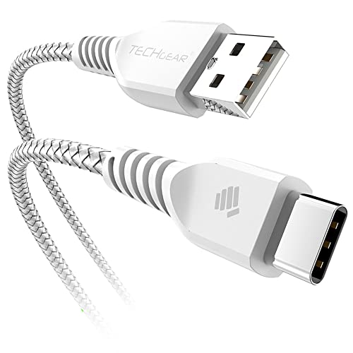 TECHGEAR 30 cm USB C Kabel USB Typ C Nylon Geflochtene Ladekabel und Synchronisation Kabel für iPad Air 4. 5. Generation, iPad Pro 12,9 2018-2024 iPad Pro 11, iPad 10, Mini 6, und mehr - Weiß von TECHGEAR