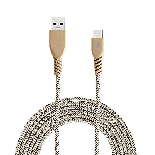 TECHGEAR USB C Kabel 2 Meter Typ C Geflochtene Ladekabel und Synchronisation Kabel Kompatible mit Samsung Tab A9/A9 Plus 11, Tab A8 10.5, Tab A7, S6 Lite, Tab S7 S8 S9 FE/Plus/Ultra - Gold von TECHGEAR