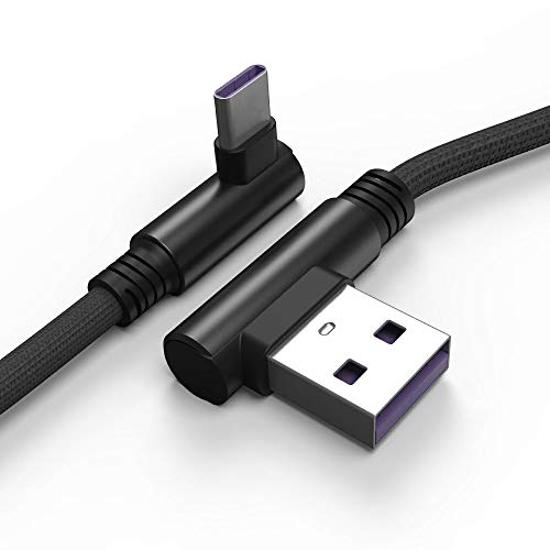 TECHGEAR USB C Kabel, [30 cm] USB C 90 Grad rechtwinkliges Kabel passt Samsung S24, S23, S22 S21 S20 FE/Plus/Ultra S10, S9, A12 A13 A14 A22 A23 A32 A33 5G, A02s, A03s, A52 A53 A54 5G, usw von TECHGEAR