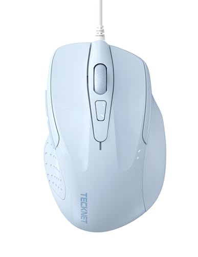 TECKNET Maus mit Kabel, Computermaus mit 6 Tasten, 6400 DPI, Ergonomisches Optical Business Kabelgebundene Maus für PC, Laptop, USB-Kabel 150 cm von TECKNET