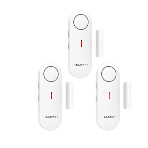 TECKNET Türalarm, Kabellos Fensteralarm, Türsensor für Home Security mit Schnellem Lautem 100 dB Sirene Alarm, Mini Einbruchschutz Alarmanlage für Haus, Speichern, Büro, Wohnmobil und mehr (3 PCS) von TECKNET