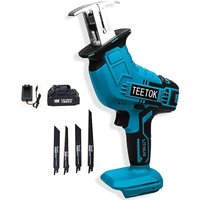 Säbelsäge mit 1x 3,0 Ah Akku und Schnellladegerät , Wireless Li-Ion lxt Mini Säbelsäge + 4 Blätter,Kompatibel mit Makita-Akku von TEETOK