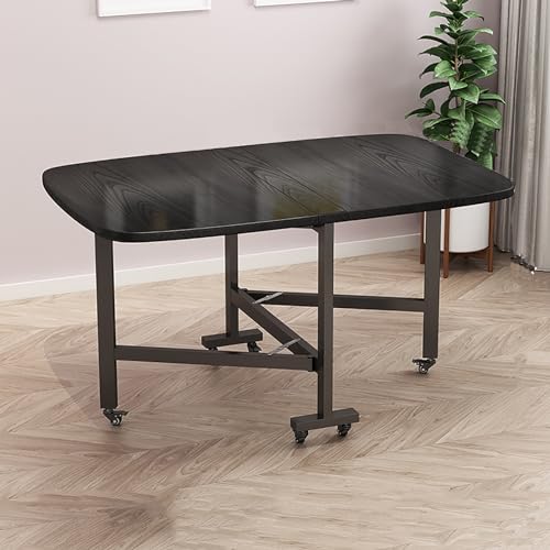 Mobiler Klappbarer Esstisch, Platzsparender Ausziehbarer Küchentisch, Multifunktionaler Kompakter Tisch, Klapptisch Mit 6 Rollen, Geeignet Für Kleine Räume, Restaurant, Küche, Schlafzimmer(Black,100x6 von TELCIM