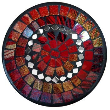 Mosaikschale Tonschale rund Ø 15 cm, Ton mit Glasmosaik rot gold, Dekoschale Mosaikstein belegt, Mosaik Stein Schale Dekoteller Dekoschale von TEMPELWELT