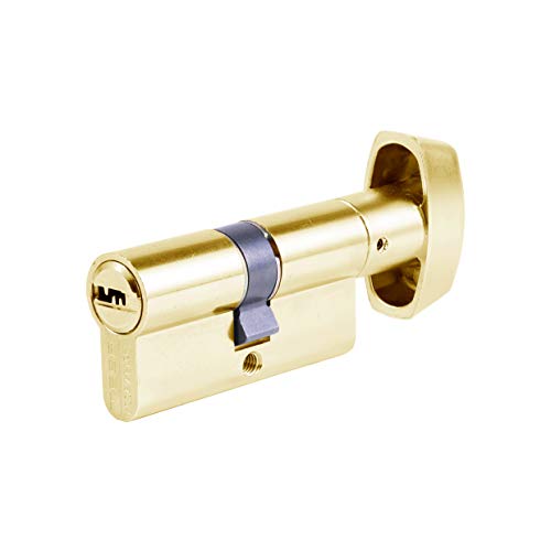 Tesa Assa Abloy T65B3040L Standard-Sicherheitszylinder, T60, vermessingter Schraubenschlüssel, 30 x 40 mm, langer Nockenknopf von Tesa Assa Abloy