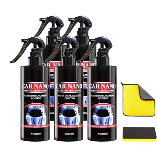 Nano Car Spray, 2024 New Auto-Schutzlack-Spray, 3 in 1 High Protection Quick Car Coating Spray, Nano Car Scratch Removal Spray, Car Nano Kratzer Spray (250ML,5Stück) von TETGSET