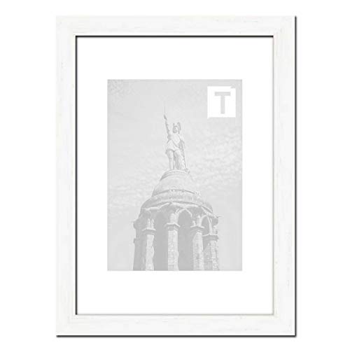 Echtholz-Bilderrahmen Jessica Weiß 40 x 50 cm Echtglas klar 2mm Maserung Natur skandinavisch von TEUTO BILDERRAHMEN