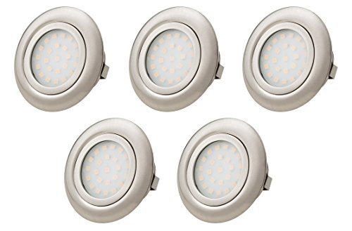 TEVEA® Ultra Flach LED Einbauleuchten - Möbelleuchte - Einbaustrahler (Warmweiss-5er) von TEVEA