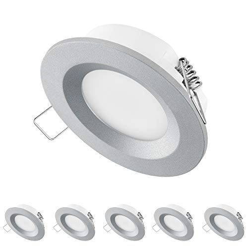 TEVEA Ultra Flach LED Einbaustrahler | 3.5W 300lm 230V | Einbauleuchte | Einbauspot | 5er Pack (Silber-Tageslicht) von TEVEA