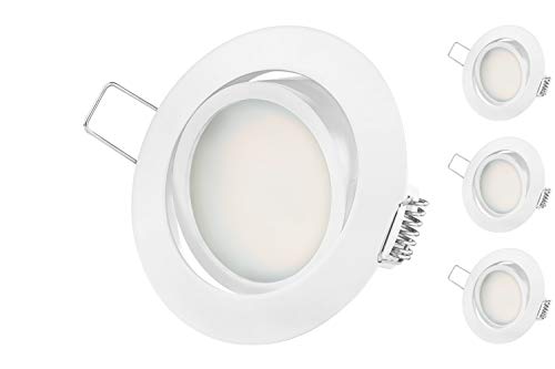 TEVEA Ultra Flach LED Einbaustrahler - Warmweiss 230V Weiss Schwenkbar - Einbauspots - Einbauleuchten (5.5W-Warmweiss-3er-Weiss) von TEVEA