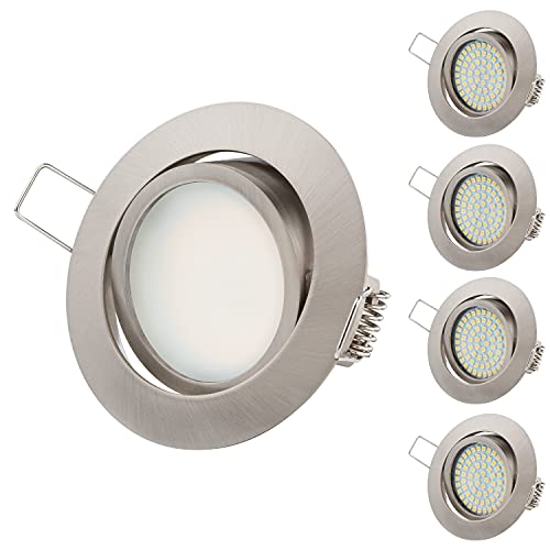 TEVEA PREMIUM LED Einbauleuchte - 230v - Schwenkbare LED Einbaustrahler - Deckenspot - Austauschbar - Ultra Flach - (5-er set) (Chrom Gebürstet - Warmweiss(3000K)) von TEVEA