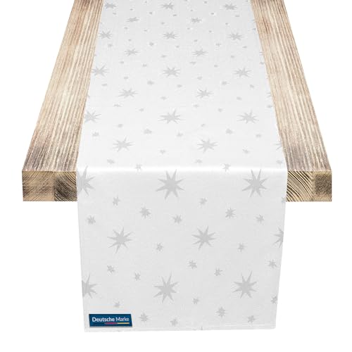 TEXMAXX® Tischläufer Weihnachten - 40 x 100 cm / Weihnachtstischläufer / Tischläufer Winter / Läufer Tisch / Tischdecke Läufer / Weihnachtstischläufer Weiß / Silber von TEXMAXX