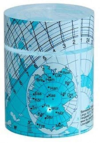 TFA Dostmann Solemio Sonnenuhr, 43.4000.06, Himmelsrichtung und Sonnenzeiten ablesbar, Zylindersonnenuhr, blau, (L) 40 x (B) 40 x (H) 53 mm von TFA Dostmann