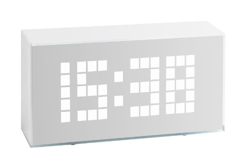 TFA Dostmann Wecker digital TIME Block, 60.2012, mit Thermometer für innen, Uhrzeit und Datum, große LED Ziffern, weiß, (L) 175 x (B) 51 x (H) 91 mm von TFA Dostmann