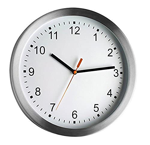 TFA Dostmann Analoge Wanduhr, 98.1045, aus gebürstetem Aluminium, mit Sekundenzeiger, ideal als Küchenuhr, Bürouhr oder als Geschenk, silber von TFA Dostmann