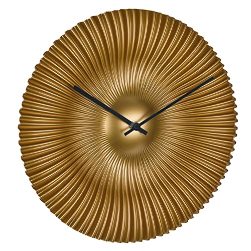 TFA Dostmann Analoge Designer Wanduhr Rokoko, 60.3031.53, Moderne Fächeroptik, extravagantes goldenes Ziffernblatt, Quarzuhr, Gold, 33 cm von TFA Dostmann