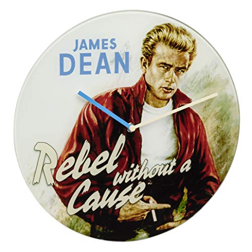 TFA Dostmann Analoge Wanduhr Cinema Legends, 60.3059.12, James Dean Motiv, aus Glas, Vintage Design, beige, (L) 300 x (B) 40 x (H) 300 mm von TFA Dostmann