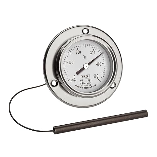 TFA Dostmann Analoges Edelstahl Pizzathermometer, 14.1036, für den Pizzaofen, Steinbackofen, Holzbackofen oder Grill/Smoker geeignet, bis 500°C, mit Kabelfühler, Ersatzteil oder Zubehör, silber TFA Dostmann Analoges Edelstahl Pizzathermometer, 14.1036, für den Pizzaofen, Steinbackofen, Holzbackofen oder Grill/Smoker geeignet, bis 500°C, mit Kabelfühler, Ersatzteil oder Zubehör, silber von TFA Dostmann