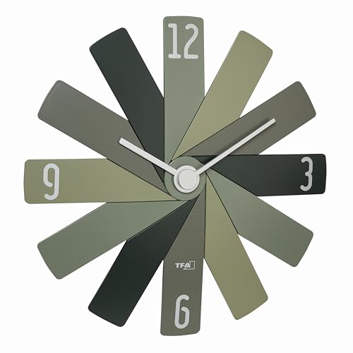 TFA Dostmann Clock in The Box analoge Wanduhr, 60.3020.04, Designer-Uhr, zum Zusammenstecken, ohne Ticken, Lange Batterielaufzeit, für Schlafzimmer/Küche/Arbeitszimmer, geeignet, grün von TFA Dostmann